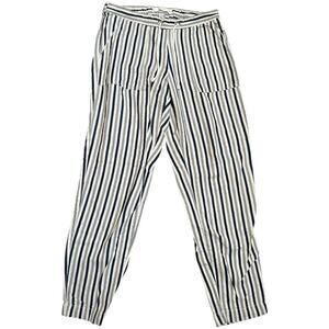 Mango Cream Navy Gray Stripe Lightweight Pants Women's Size XXS